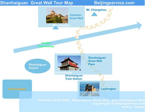 Shanhaiguan Great Wall Map, Jiaoshan Great Wall Map, Laolongtour map