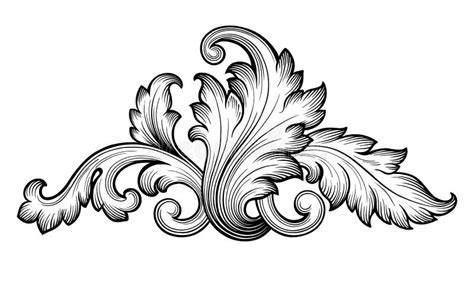 Vintage Baroque Floral Scroll Ornament Vector Stock Vector - Illustration of branch, leaf: 49328583