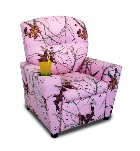 Mossy Oak Lifestyle Pink Kid’s Recliner with cupholder | Kids Furniture Solutions