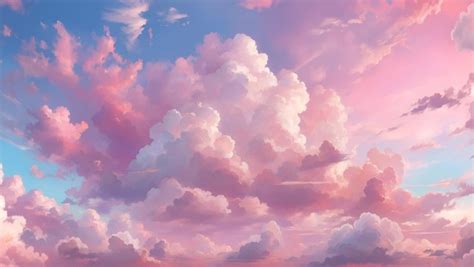 Beautiful clouds in the sky with baby pink colors anime style wallpaper ...