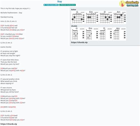 Chord: Stay - tab, song lyric, sheet, guitar, ukulele | chords.vip