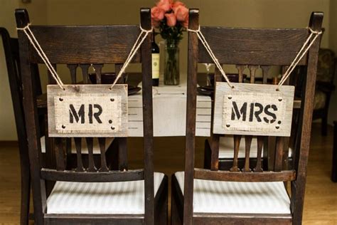 Mr and Mrs Wedding Chair Signs for Country Rustic Wedding - Reclaimed ...