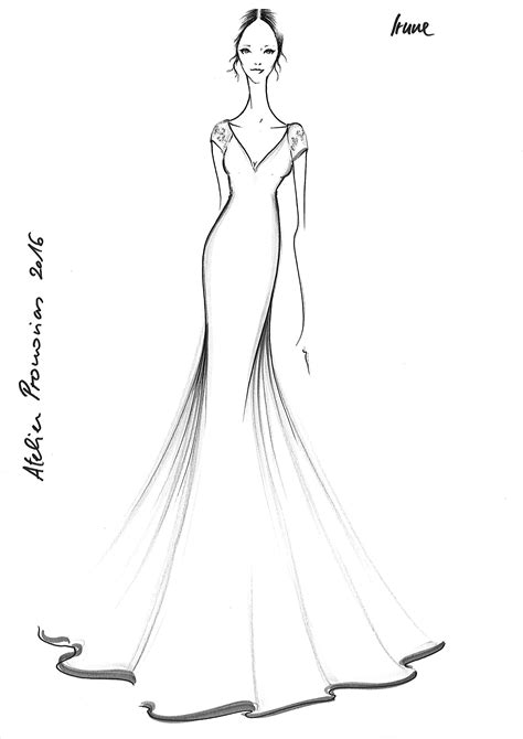 IRUNE #AtelierPronovias2016 Wedding Dress Sketches, Dress Design Sketches, Sketches Dresses ...