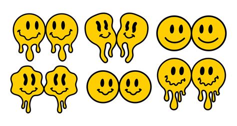 Melting smile vintage illustration. Retro psychedelic melt smile face ...