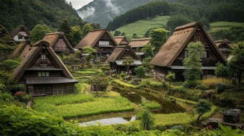 Premium AI Image | shirakawa go village japan