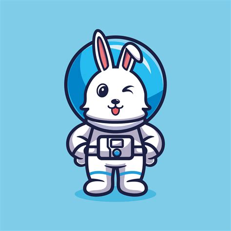 Cute rabbit astronaut standing cartoon vector, Animal science concept ...