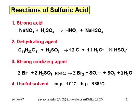 Reactions of Sulfuric Acid