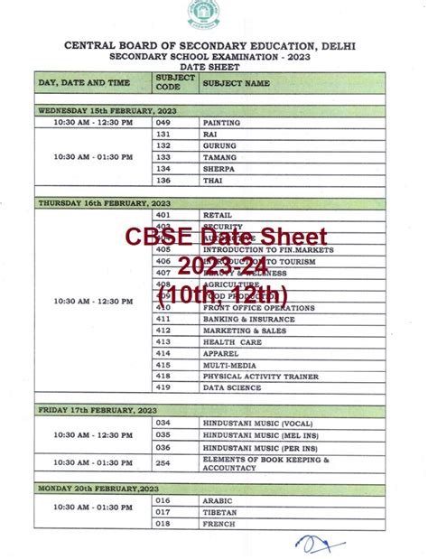 CBSE Date Sheet 2024- Class 10th, 12th Exam Schedule