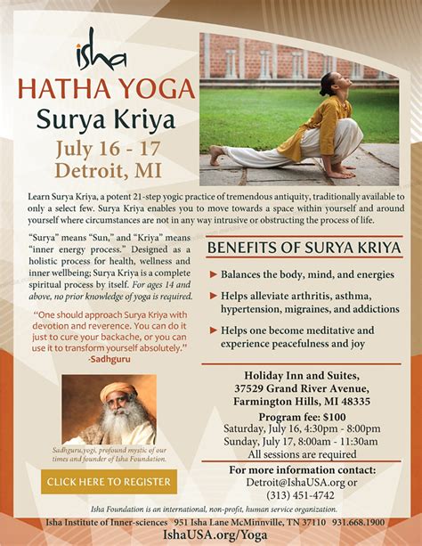 Hatha Yoga - Surya Kriya Yoga Event in Detroit