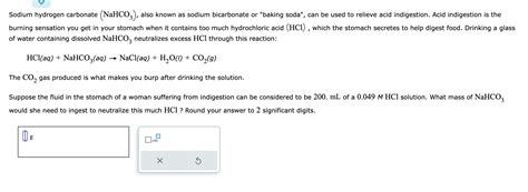 Solved Sodium hydrogen carbonate (NaHCO3), also known as | Chegg.com