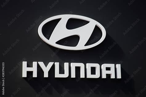 Detail from Hyundai logo. Hyundai is South Korean multinational ...