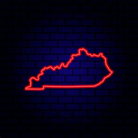 Premium Vector | Neon map State of Kentucky on brick wall background