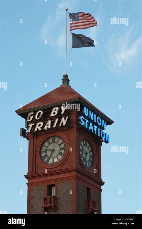 Portland, Oregon, clock tower of Union Station Stock Photo - Alamy