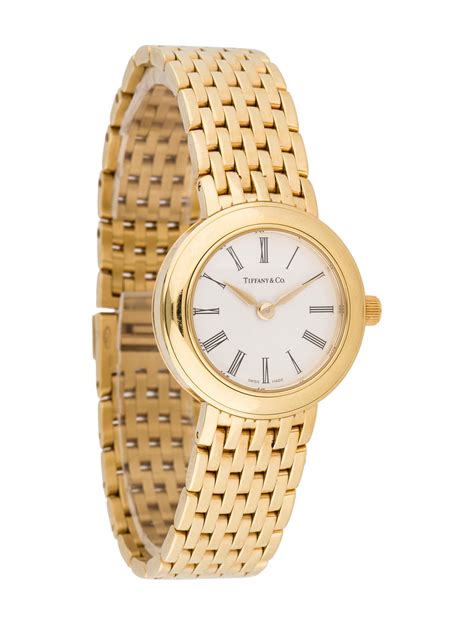 Ladies' 18K yellow gold 24mm Tiffany & Co. quartz watch with smooth ...