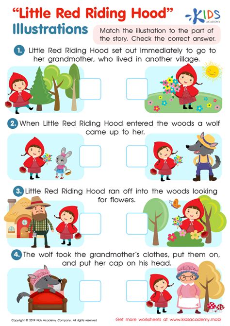 Little Red Riding Hood: Illustrations Practice Worksheet for kids