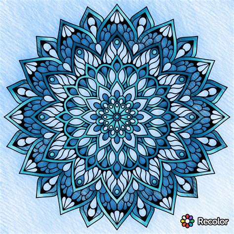 Shades of Blue Mandala; Gradient colors with pencil effect | Mandala, Mandala drawing, Colorful ...