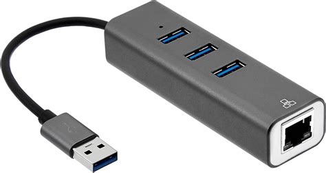 Amazon Basics 3-Port USB 3.0 Hub with RJ45 Gigabit Ethernet Port, Aluminum, Grey – BigaMart