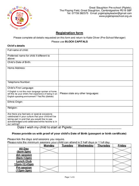 Fillable Online Great Staughton Primary Academy: Home Fax Email Print ...