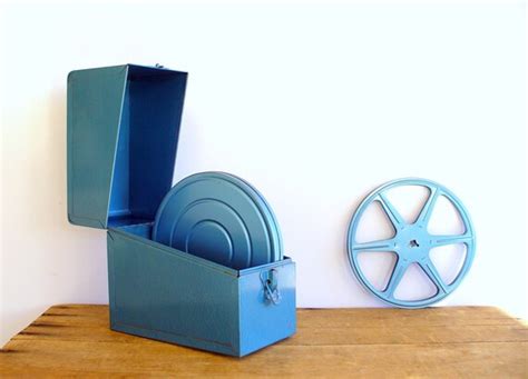 Vintage Film Reel Storage Case Teal Metal by BirdinHandVTG on Etsy