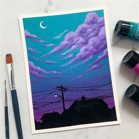 21 Beautiful Cloud and Sky Painting Ideas - Beautiful Dawn Designs | Sky art painting, Purple ...