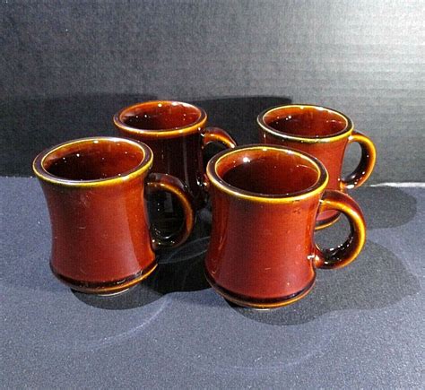 Vintage Restaurant Ware World Ultima Brown Coffee Mugs Set of 4, Korea | eBay