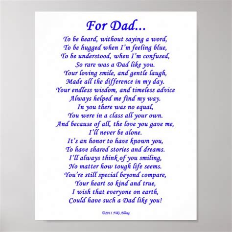 For Dad Memorial Poem Poster | Zazzle.com