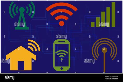 different types of signals on digital abstract background Stock Photo ...