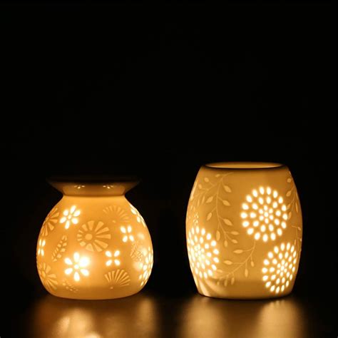 ecooe Aroma lamp Oil Diffuser Ceramic Aroma Diffuser lamp with Candle ...