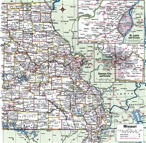 Missouri map with counties.Free printable map of Missouri counties and ...