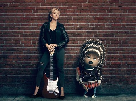 Scarlett Johansson with Ash, the porcupine, her character in the upcoming movie 'Sing' | Sing ...