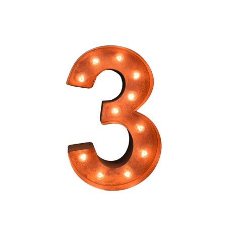 12” Number 3 (Three) Sign Vintage Marquee Lights - Buy Marquee Lights Online - The Rusty Marquee