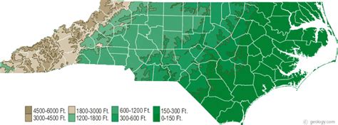 North Carolina Physical Map and North Carolina Topographic Map