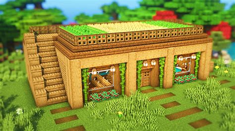 🏡 Cómo CONSTRUIR una CASA *FÁCIL* para SURVIVAL de MADERA en MINECRAFT ...