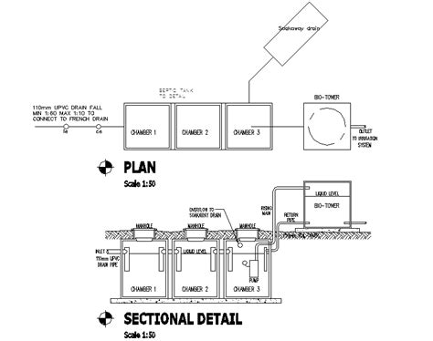 Septic Tank Plan & Section design - Cadbull