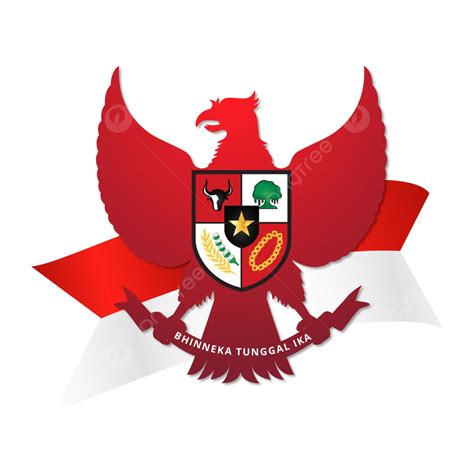 Garuda Pancasila Emblem Logo Of Indonesian With Flag Illustration ...