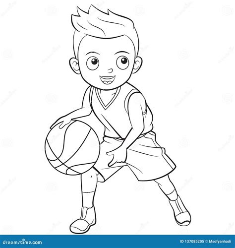 Cartoon Boy Playing Basketball Stock Vector - Illustration of page, athlete: 137085205