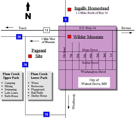 WALNUT GROVE CITY MAP – Laura Ingalls Wilder of Walnut Grove