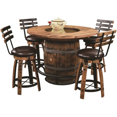 QW Amish Whiskey Barrel Table Set - Burnt Hickory | Whiskey barrel table, Barrel table, Barrel ...