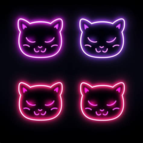 Premium Photo | Neon Design of Cat Face Icon Emoji With Mischievous ...