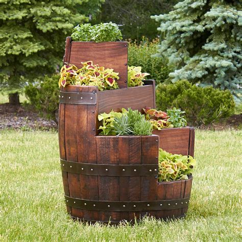 Wooden Beer Barrel Planters | Garden Design Ideas