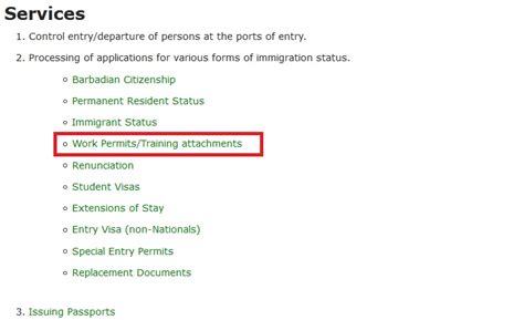 immigration.gov.bb Work Permits/Training Attachments : Barbados – www.statusin.org