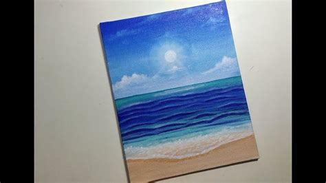 Easy Seascape Beach Acrylic Painting for Beginners | Ocean Acrylic Painting - YouTube