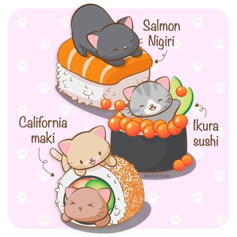 Sushi cats kawaii art