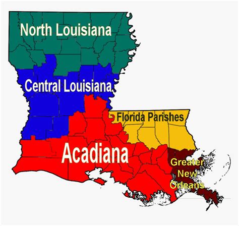 Louisiana Regions Map - Map Of Acadiana Louisiana, HD Png Download - kindpng