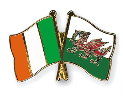 Crossed Flag Pins Ireland-Wales Flags