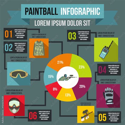 Paintball infographic, flat style Stock Vector | Adobe Stock