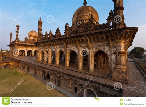 Ibrahim Roza Rauza Mausoleam Rear Angled Stock Photo - Image of travel ...