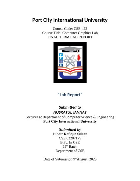 (PDF) Port City International University "Lab Report"