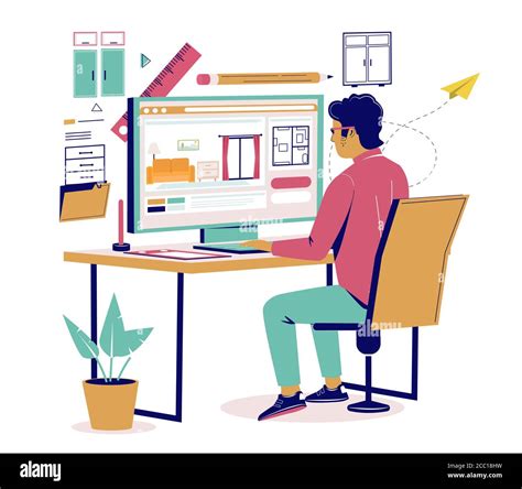 Interior designer services, vector flat isometric illustration Stock Vector Image & Art - Alamy