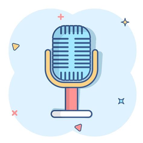 Premium Vector | Microphone icon in comic style mic broadcast vector ...